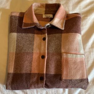 Buckle plaid shacket